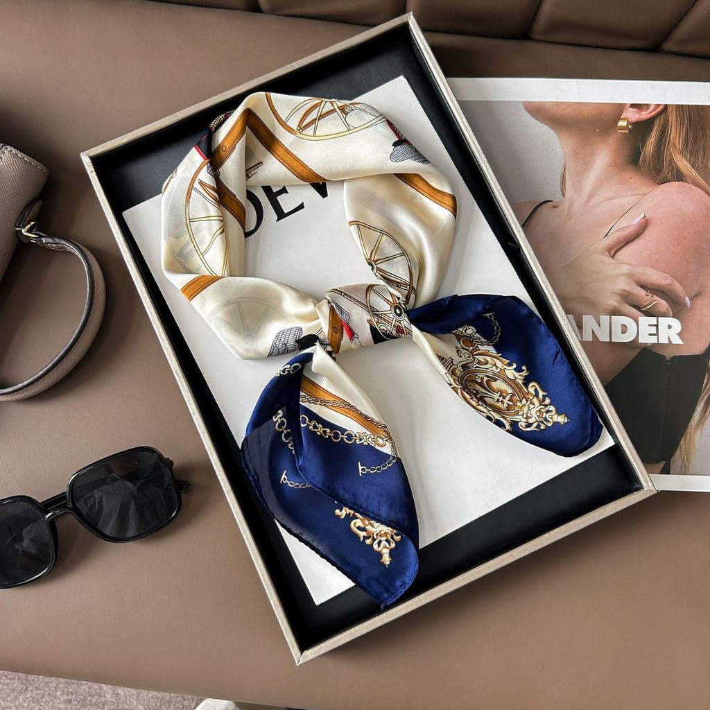 Шелковый шарф премиум-класса с принтом в корейском стиле - Универсальный модный аксессуар