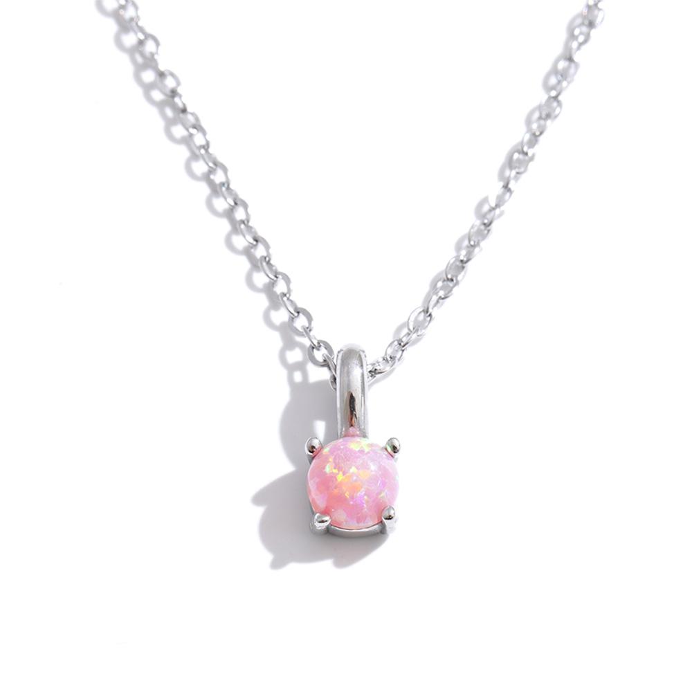 Yhpup 3 Color Stainless Steel Natural Opal Stone Pendant Necklace 2026 New Arrival Exquisite Chic Collar Jewelry Gift Wholesale