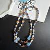 Vintage Wooden Flower Button Phone Strap With Beaded Chain For Ladies And Gents