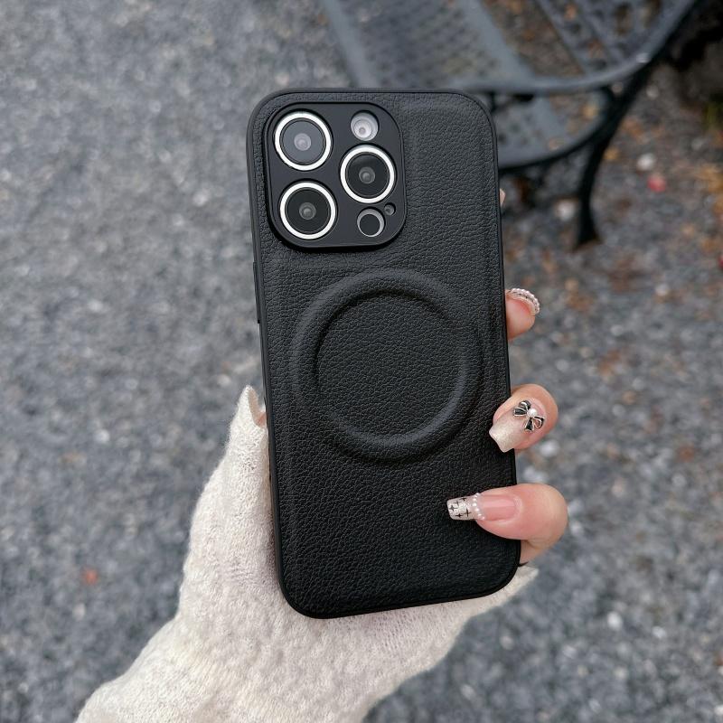 Leather Wireless Charging Magnetic For Magsafe Case For iPhone 16 15 14 13 12 Pro Max Plus Camera Proteciton Cover