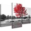Three Piece Picture Canvas Print Red Tree Landscape