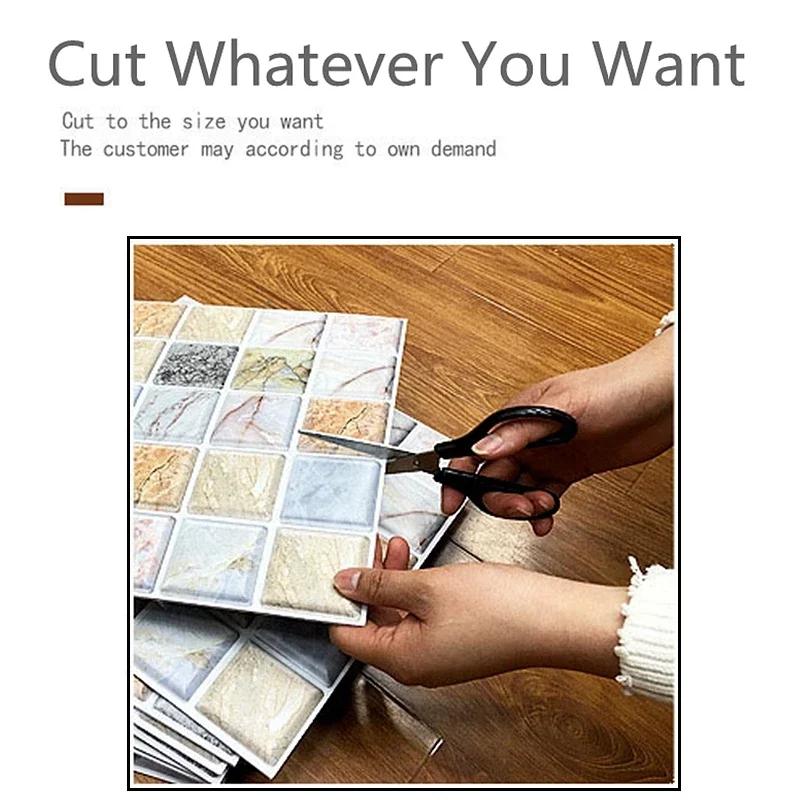 10pcs 3D Mosaic Tile Wall Sticker Self-Adhesive Wall Stickers for Bathroom Kitchen Wall Refurbishment Wallpaper Home Decor