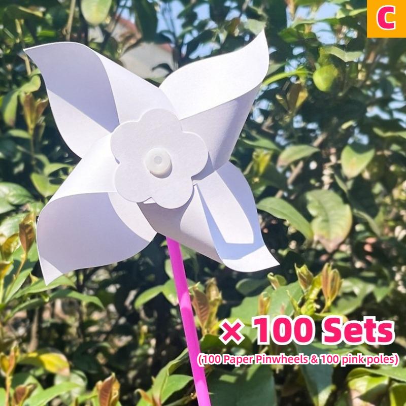 100 шт. Летнее Мероприятие DIY Бумажные Вертушки Наборы для Поделок Заготовки Белые Маленькие Ветряные Мельницы Наборы Оптом Вечеринка Рисования Детская Игрушка Сборка Ручной