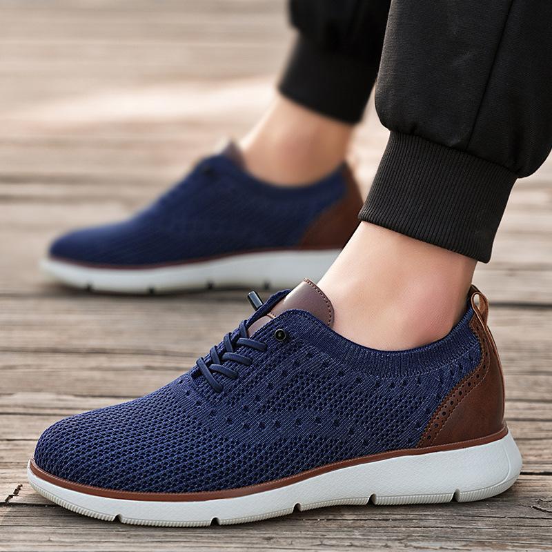 Высококачественные мужские туфли в стиле business casual большого размера, дышащие, из сетки fly-woven, мужские, в британском стиле
