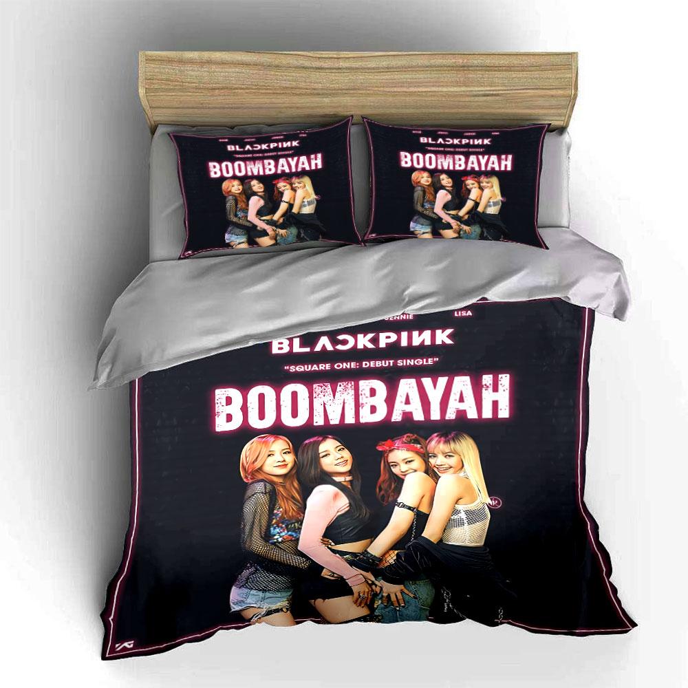 Blackpink Boombayah Debut Poster Bedding Duvet Cover Set Duvet Cover Pillowcases (1*Duvet Cover 2*Pillowcases, without duvet insert)