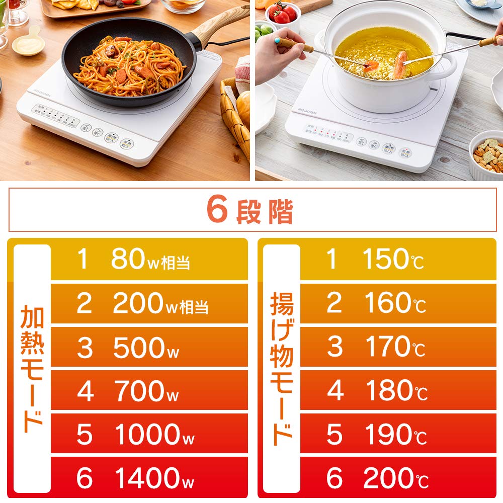 IRIS OHYAMA IHK-T35-W IHK-T35-W IH Cooktop, 1400W, White