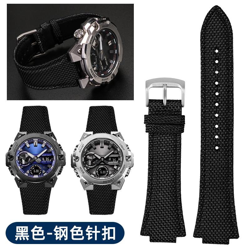 26*14 мм Выпуклый Тонкий дышащий мужской Ремешок для часов Для CASIO G-Shock GST-B400 нейлон Коровья кожа Ремешок для часов Аксессуары для ремешка часов