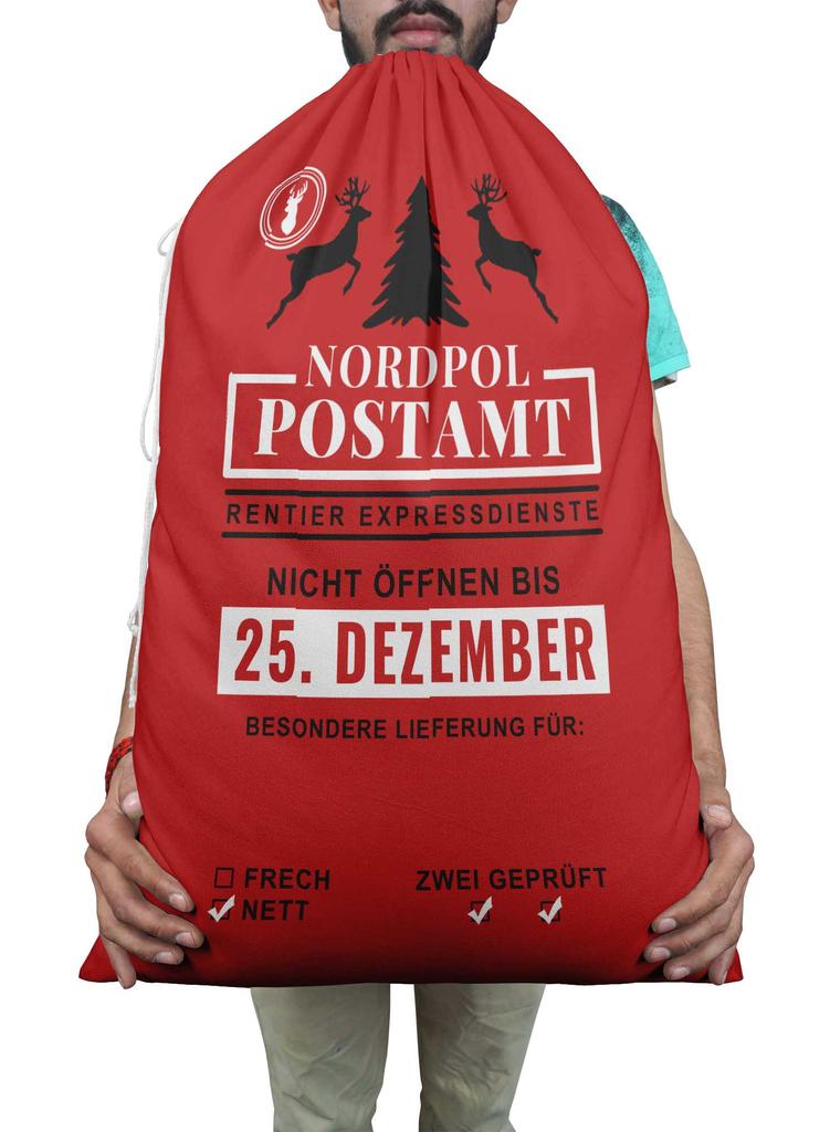 Printtoo Упаковка из 2 специальных рождественских мешков со шнурком, очень большого размера, для многоразового хранения рождественских подарков, 27x20 дюймов