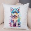 Super Cute Watercolor Dog Throw Pillow Cover With Short Plush Print For Living Room Sofa Decoration Cushion Cover Pillow Covers
