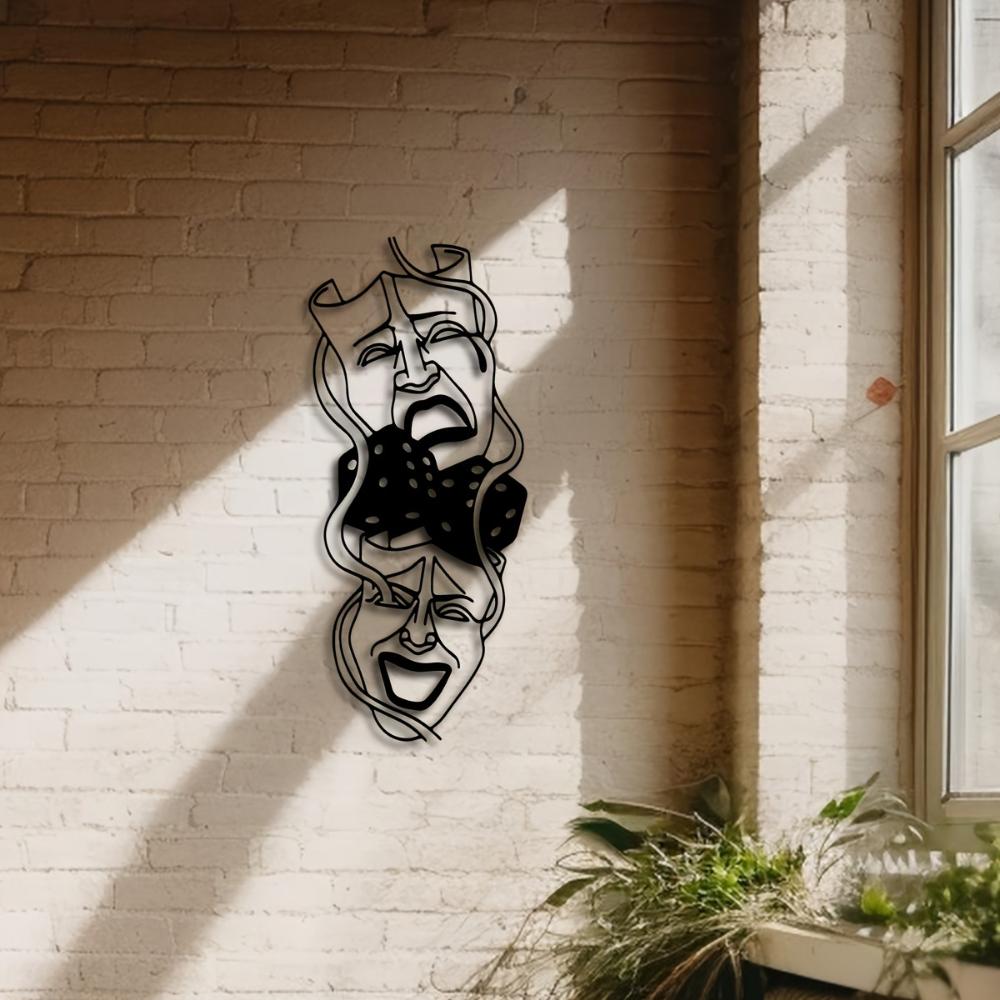 Comedy Tragedy Metal Wall Art Home Theater Living Room Decor Wall Sticker Perfect Comedy Tragedy Home Theater Decor