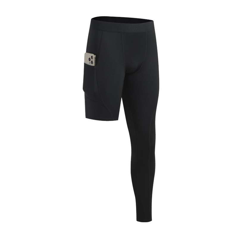 Men's Fitness Sports Training Pants with Pocket Elastic Quick-Drying Compression Pants Trouser Leg Long And Short