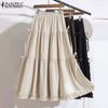 ZANZEA Женские летние юбки А-силуэта с эластичной резинкой на талии и завязывающимся узлом и оборками по подолу