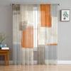 2 Panels Set Kitchen Curtains Rod Pocket Semi Sheer Drapes For Bedroom Living Room, Voile Window Abstract Curtains Decor