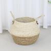 Rattan Woven Flower Basket: Hand-Held Green Plant & Flower Pot, Living Room Decoration & Storage Solution.