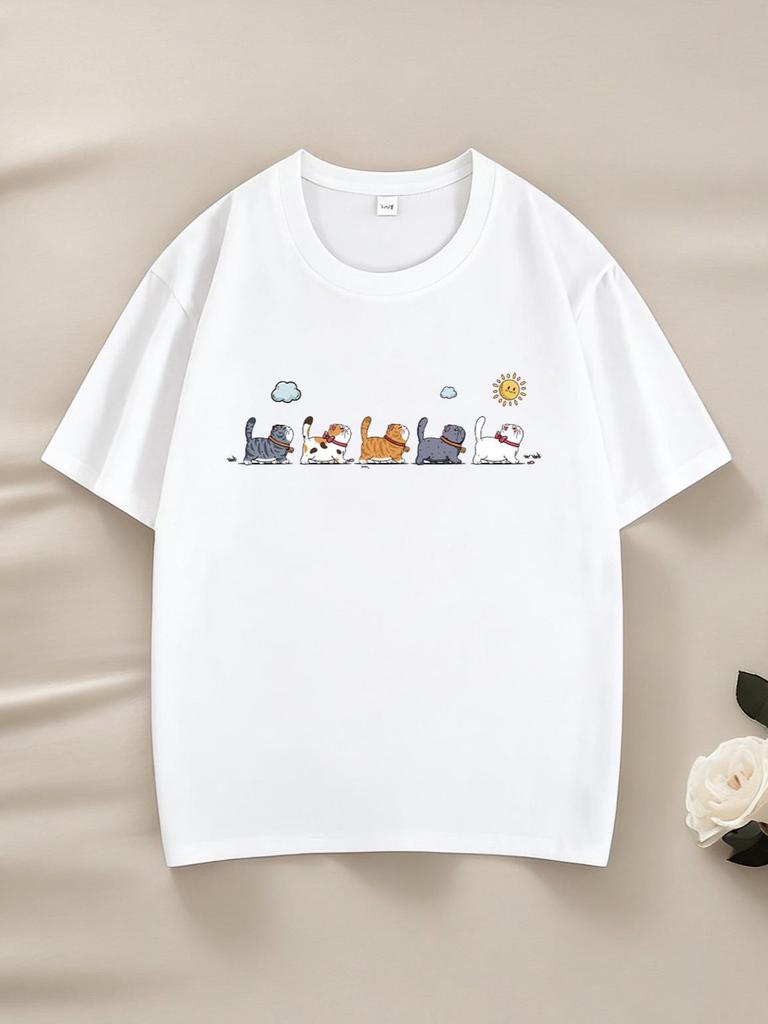 220 г Детская хлопковая футболка с рисунком – Модная с коротким рукавом для мальчиков и девочек