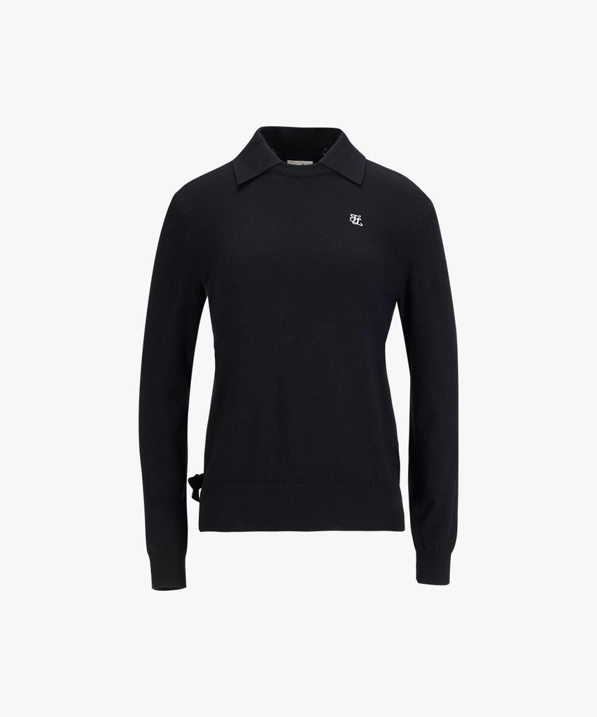 FAIRLIAR GOLF Detachable Collar Ribbon Knit (Black)