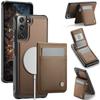 For Samsung Galaxy S22 5G Leather Back Cover Compatible with MagSafe JEEHOOD J06 Phone Case with Card Bag RFID Blocking