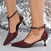 Fashion 2025 Summer New Closed Toe Women's Sandals Concise Fashion Dress Buckle Strap Thin Heel Shoes Daily Plus Size Cover Heel Sandals