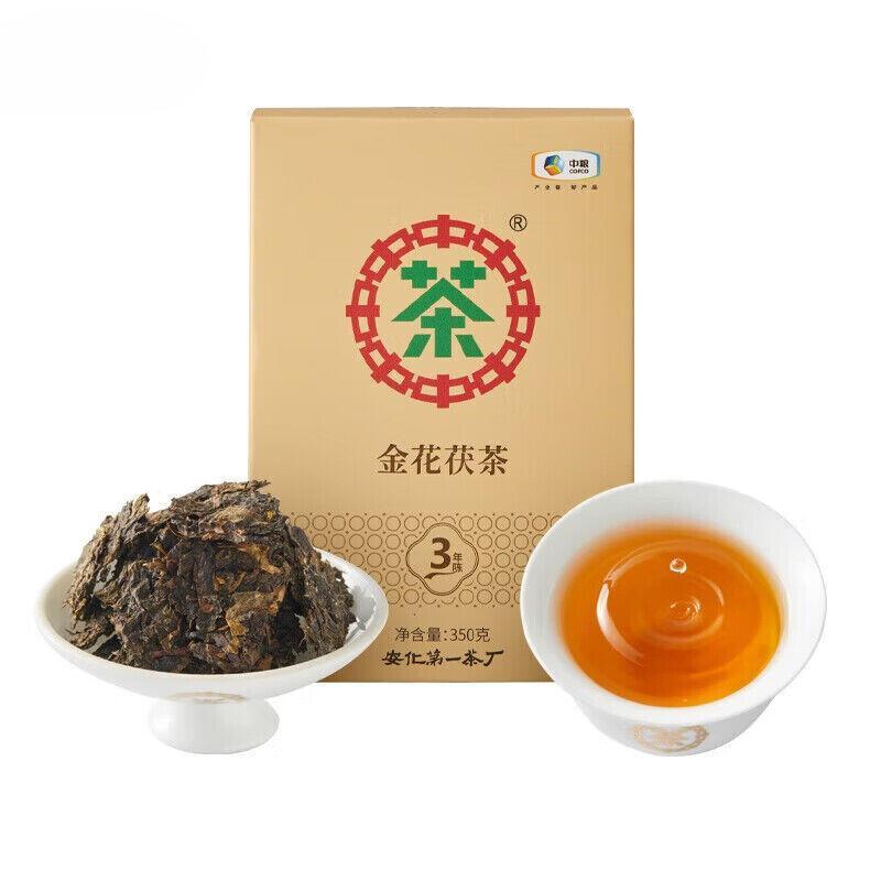 COFCO Anhua Темный черный чай Jinhua Fu Cha Tea Трехлетний чай Fu Brick 350г