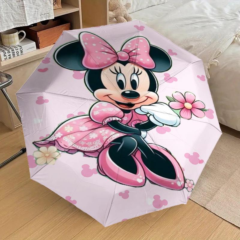 1PC pink minnie mouse Automatic Open/Close Umbrella with Windproof, 8-Rib Sturdy Canopy, Durable Ribs, Fashionable Design, Outdoor Accessory, Fun Prin