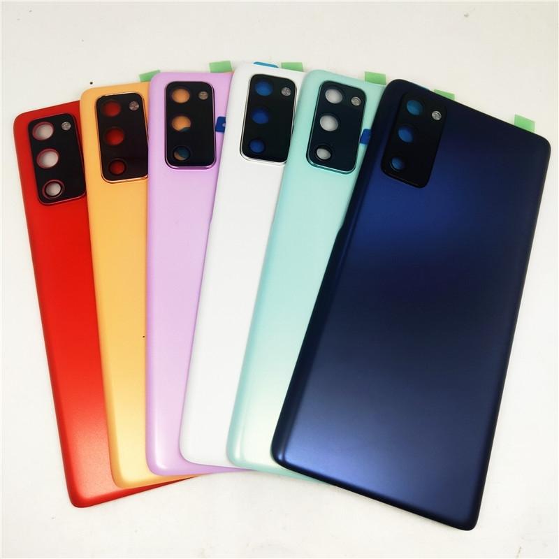 Для Samsung Galaxy S20 FE Задняя панель корпуса аккумулятора S20FE Задняя крышка Клей для задней панели С заменой модуля камеры