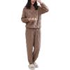 HuuMeNEIDOO Long Sleeve Fluffy Solid Crew Neck Top and Pants Plus Sizes Perfect for Fall and Winter Women's Pajamas, Loungewear, Color, Set,