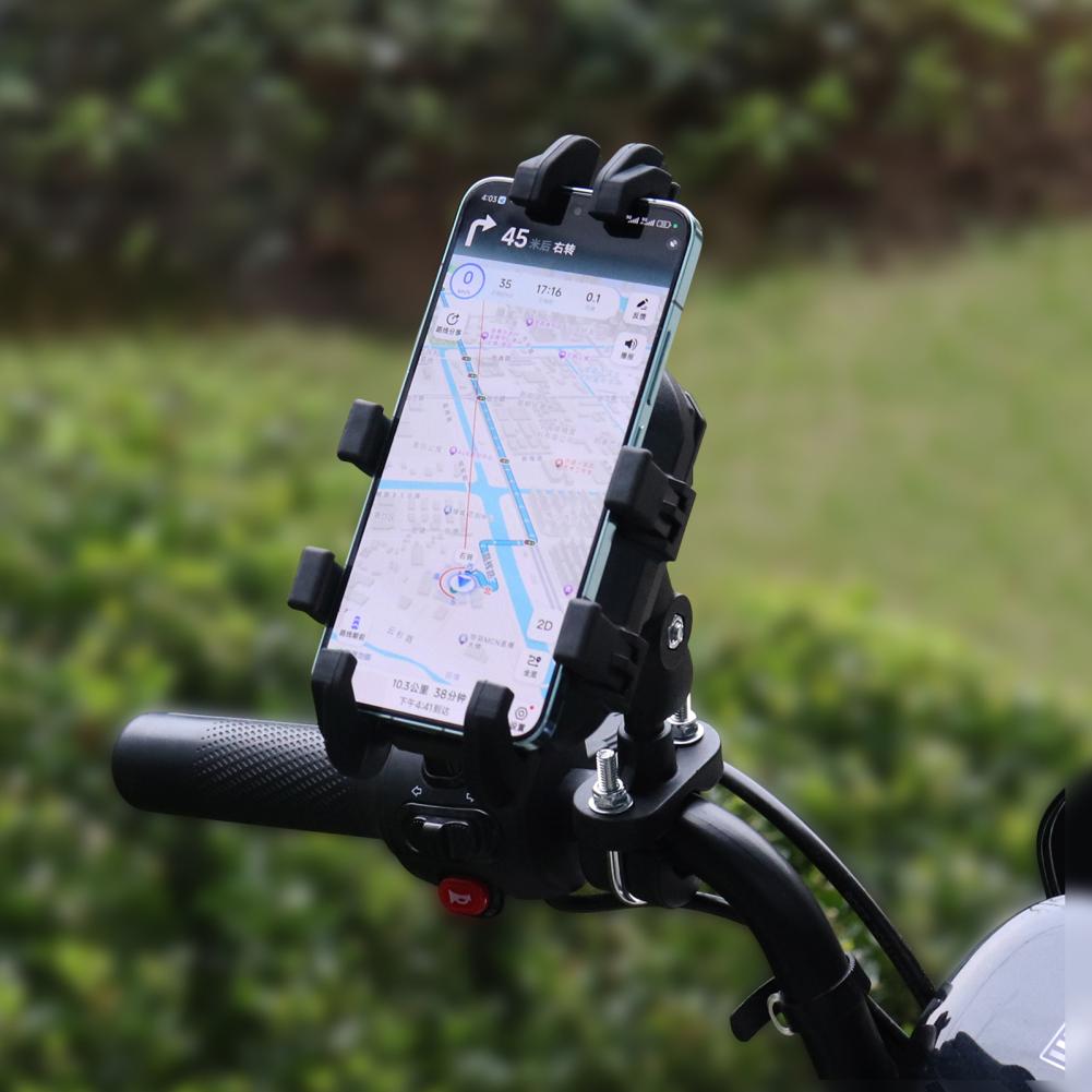 Держатель для телефона на мотоцикле, вращающийся на 360°, зажим для сотового телефона на руль, амортизирующий кронштейн для навигации для телефонов 4,7–7 дюймов
