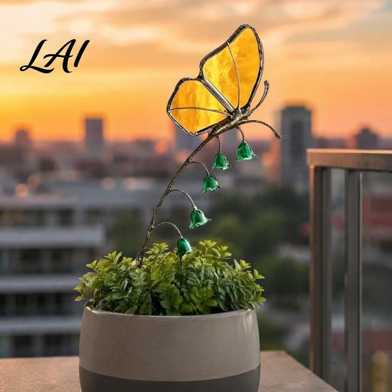 Colorful Insect Yard Decorations Iridescent Dragonfly/Butterfly/Ladybug/Bee/Snail Garden Stake Lily of The Valley Metal Art for Snail Lawn Decor Mom