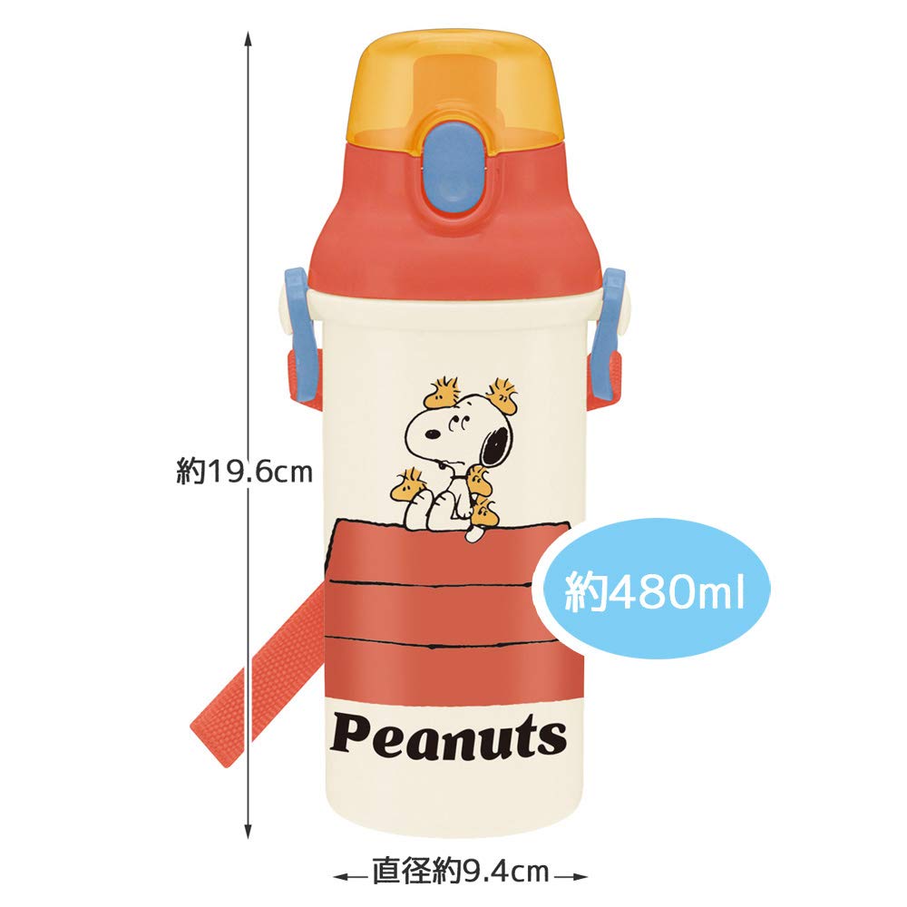 Skater Antibacterial Plastic Water Bottle 480ml Peanuts Retro Snoopy Made in Japan Children's Ag+ PSB5SANAG-A