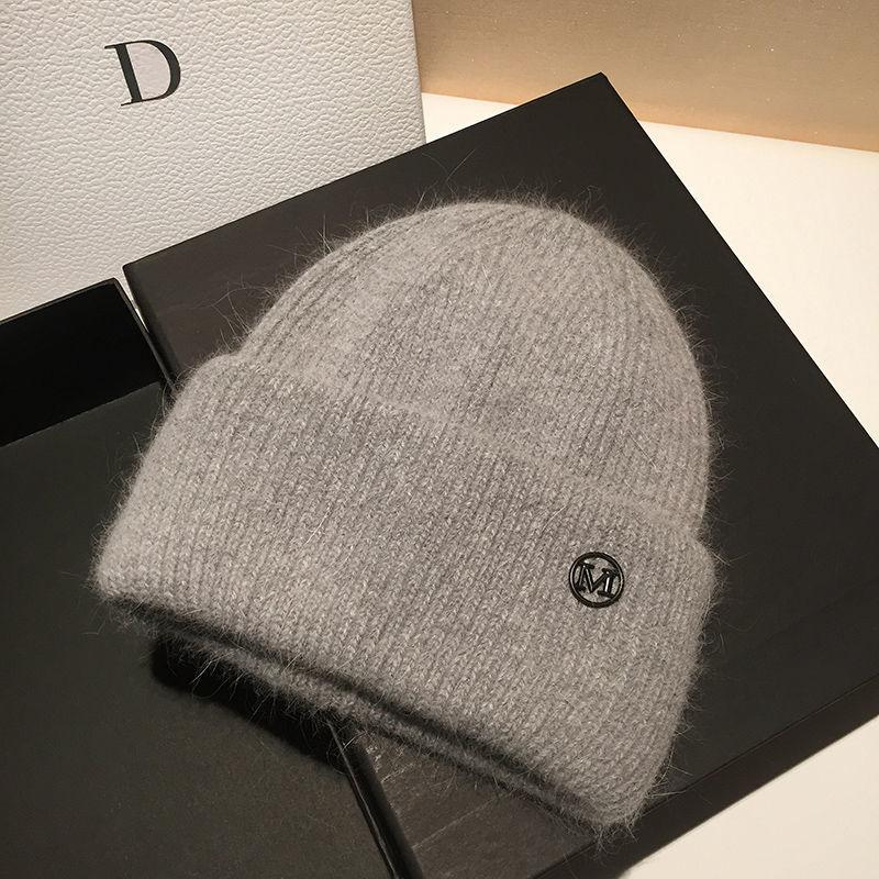 Шапка из кроличьего меха, женская осенне-зимняя универсальная шерстяная шапка, вязаная шапка, теплая шапка, защита ушей, холодная шапка Tide