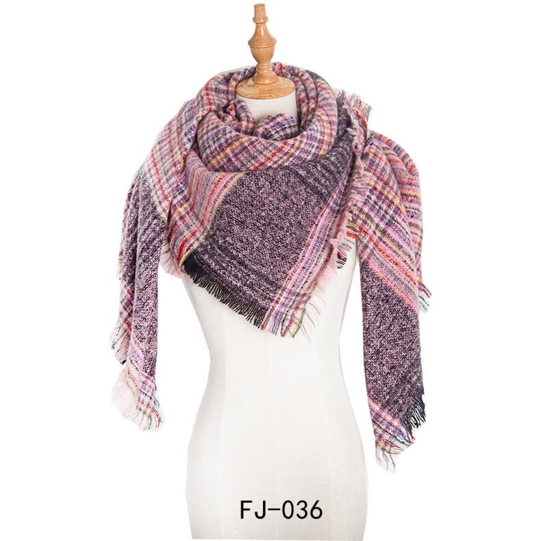 Осень и зима, новая круглая пряжа, утолщенная двусторонняя решетка, квадратный шарф из колючей шерсти, женский платок на шею