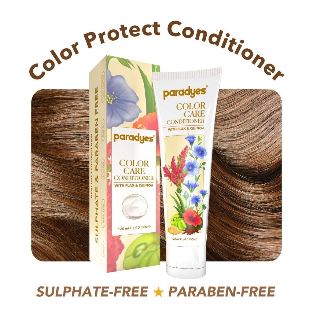 Кондиционер Paradyes Color Care, обогащенный протеином льна и киноа, идеально подходит для окрашенных волос, содержит алоэ вера, гибискус и амлу для увлажнения