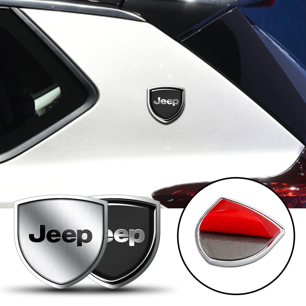 1/2pcs Car Metal Shield Body Trunk Emblem Stickers Decoration For Jeep Renegade Wrangler Compass Grand Cherokee Gladiator Trail AMQ1