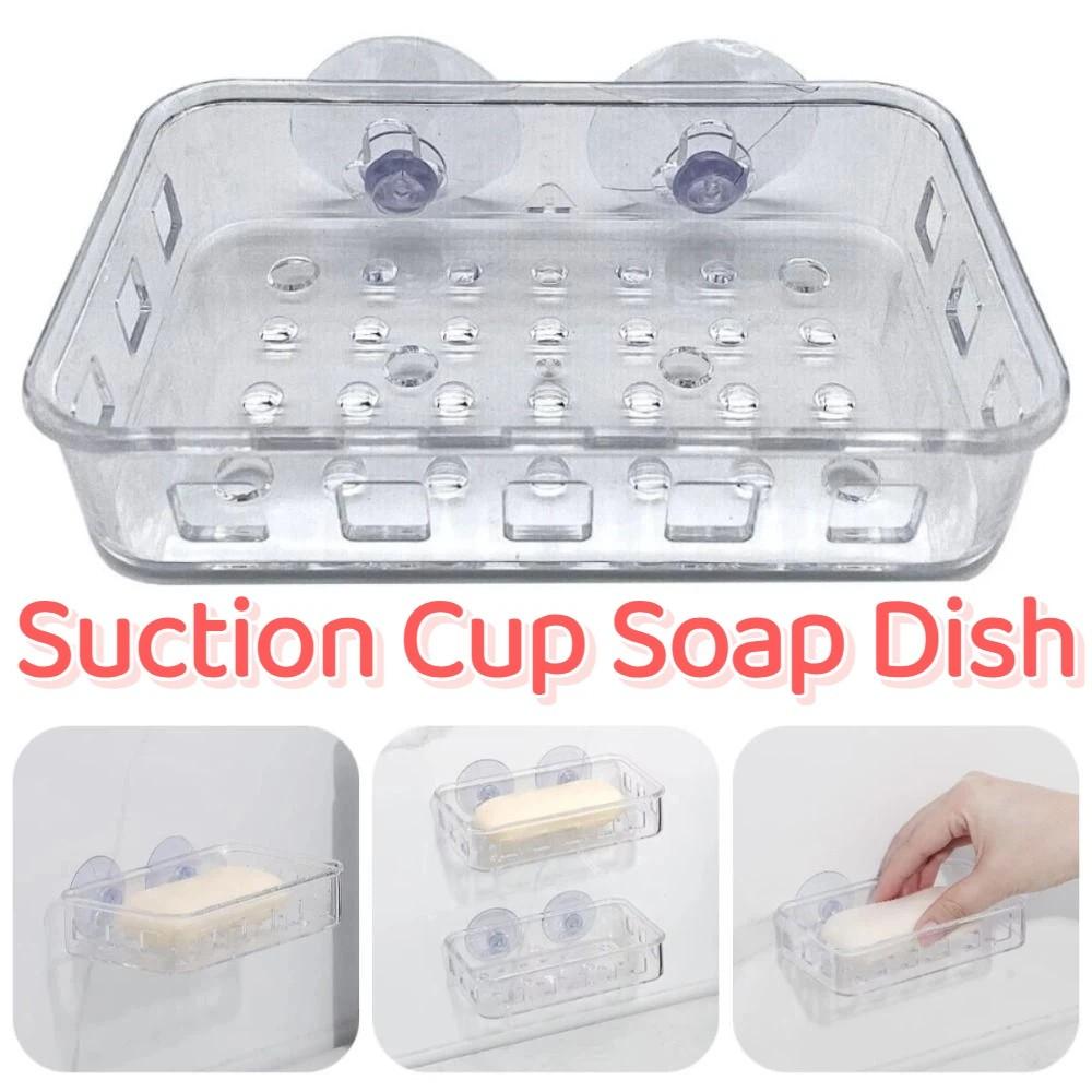 Transparent Soap Drying Rack Keep Soap Dry Sponge Rack Suction Cup Soap Dish Shower Use