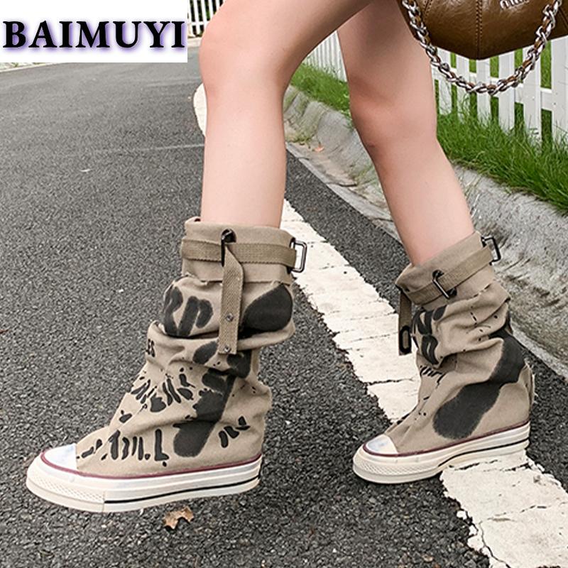 Холщовые балетки на платформе женские ботильоны повседневная обувь 2025 трендовый принт случайный зимние ботинки челси кроссовки дизайнерские женские ботинки