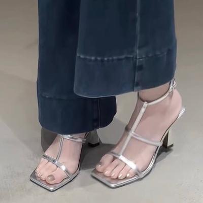 Женские сандалии из сетки с толстой подошвой и бантом, новый стиль 2024 года, повседневная обувь для взрослых, летняя пляжная обувь