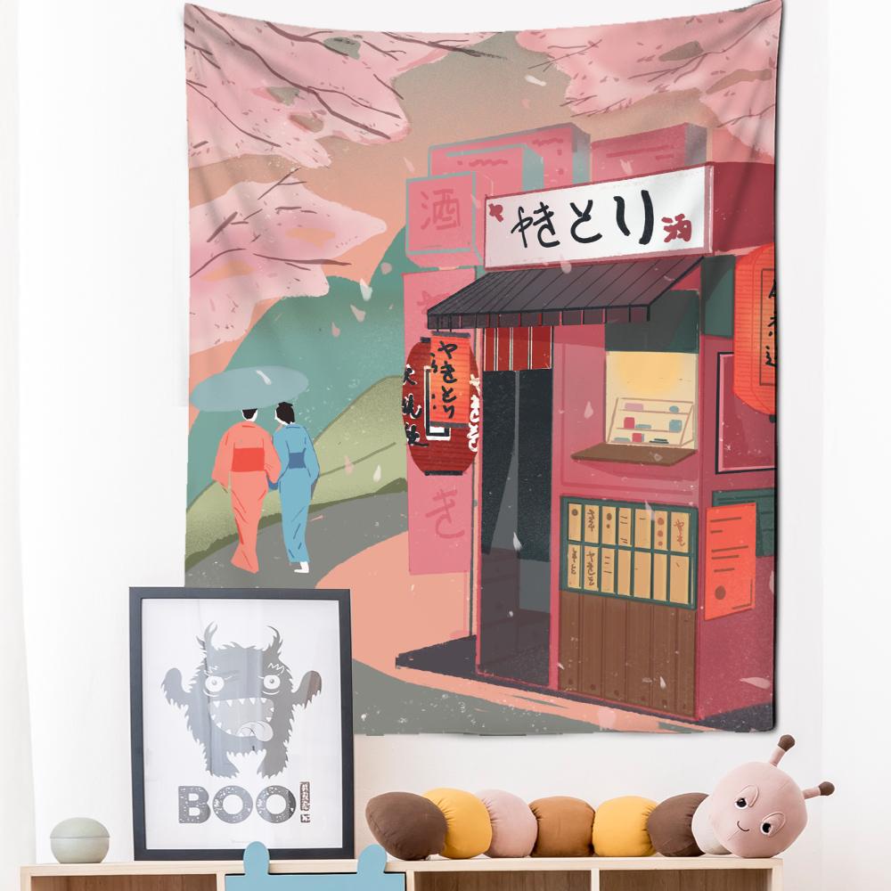 Японский гобелен с иллюстрацией, настенный Гобелен Канагава, волнистая печать, богемный хиппи, домашний декор для спальни