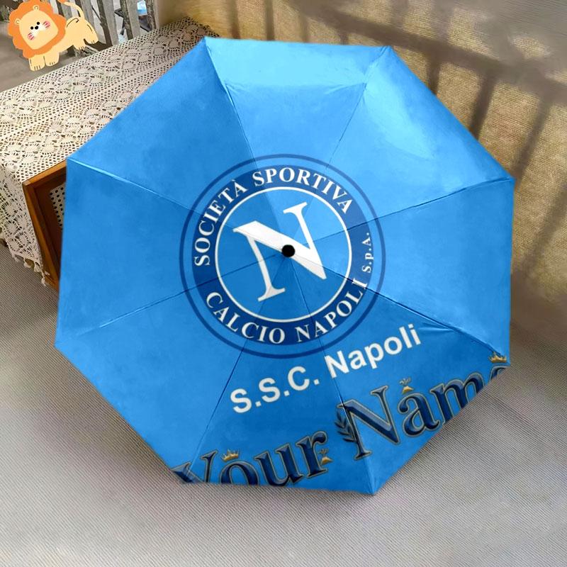 1 PC Automatic Folding Umbrella - SSC Napoli Custom Name Pattern, Portable & Foldable Design with 8 Ribs, Christmas Birthday Gifts