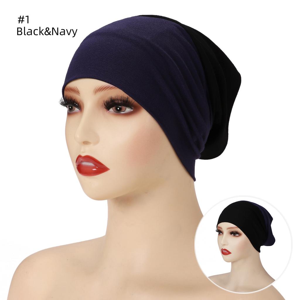 Fashion Double Color Inner Hijab Cap For Women Cotton Jersey Underscarf Hijab Undercap Islam Headscarf Wraps Turban Headband