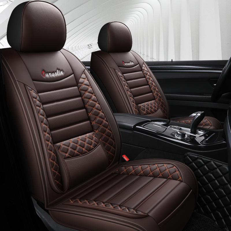 2022 All-Season Full Leather Car Seat Cushion with Fixed Waist Design