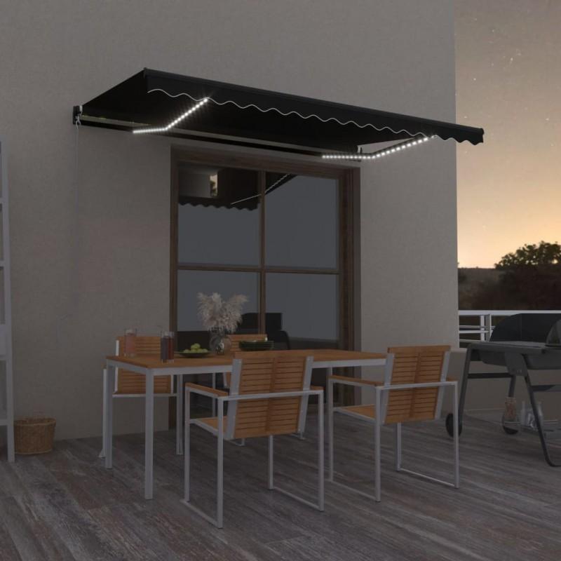 Day and Night - Day and Night Retractable Manual Awning with LED Anthracite Gray 450x350 Cm