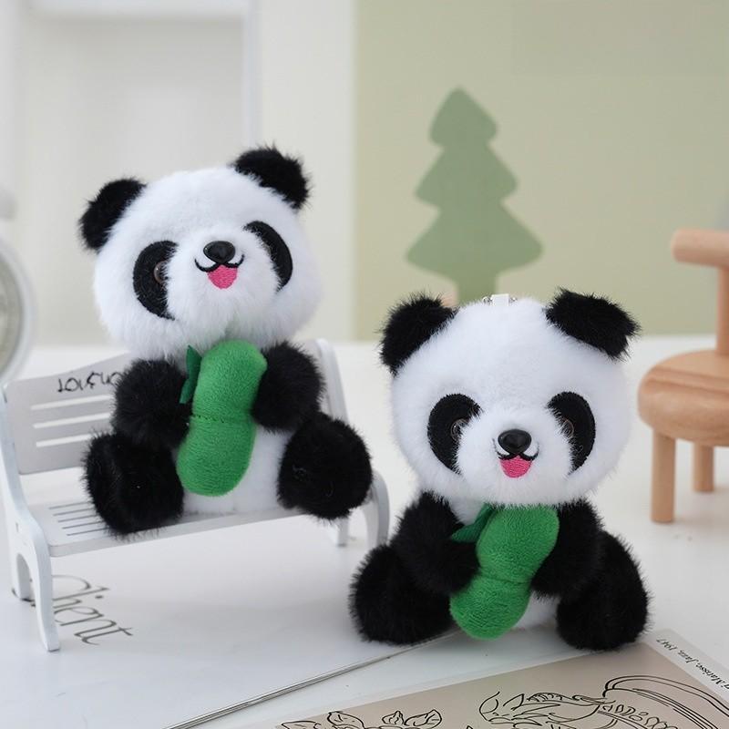 Cute Panda Stuffed Toy Pendant With Plush Fabric For Bags Or Keys