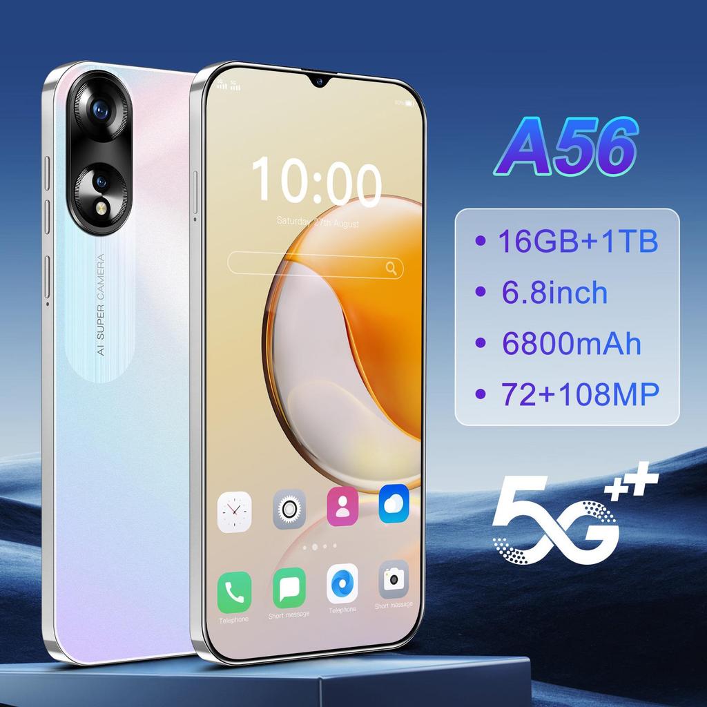 Смартфон A56 5G: 7,3-дюймовый In-cell дисплей, вырез-точка по центру, 16 ГБ ОЗУ + 1 ТБ памяти, полноэкранный.