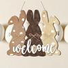 Cartoon Welcome Door Sign Rustic Easter Door Decor Easter Rabbit Hanging Signs Kids Gift