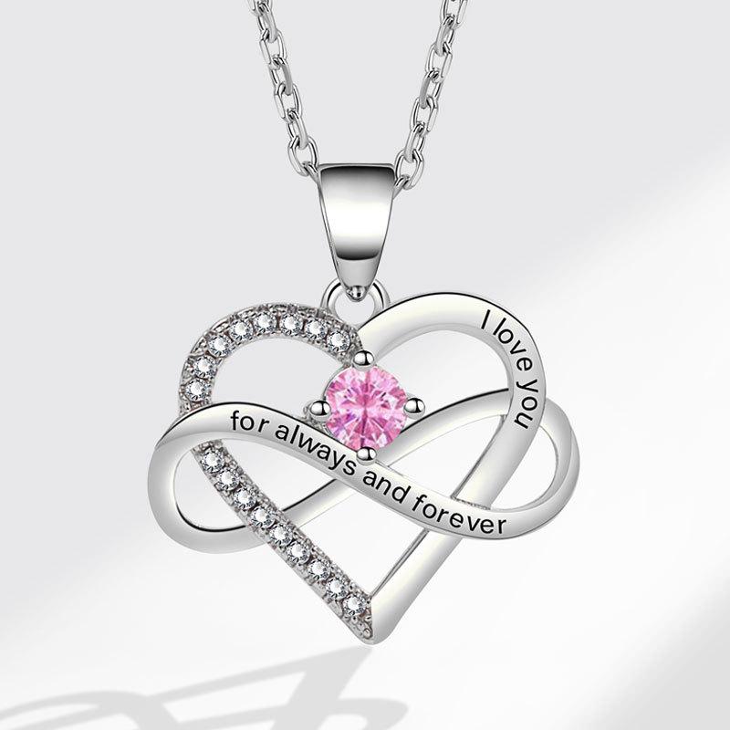 Fashionable Zircon Heart Large 8 I Love You Letter Necklace Women's Versatile Jewelry