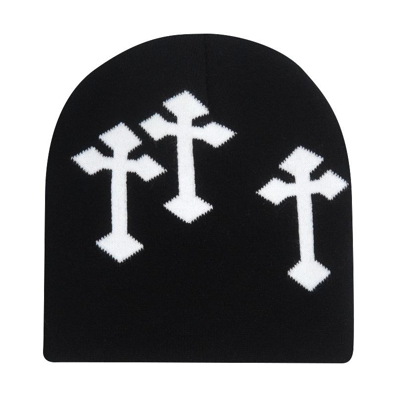 Зимняя модная вязаная шапка для женщин и мужчин, сохраняющая тепло, парные шапки Skullies, ветрозащитные весенние велосипедные шапки с крестообразным декором, шапка-бини