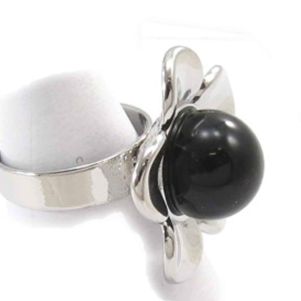 Les Trésors De Lily [J8035] - Дизайнерское кольцо "Флора" черное серебро