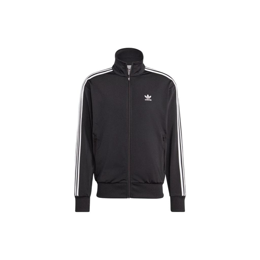 adidas Originals Trefoil Logo Вышитый полосатый воротник-стойка Куртка Мужские куртки Черные IA6340