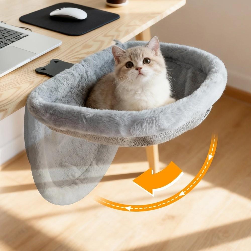 Semi-Circular Folding Cat Bed Detachable Cat Desk Hammock Stable Cat Nest  Computer Desk