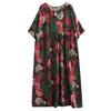 Новое винтажное платье с цветочным принтом больших размеров с коротким рукавом для женщин, повседневное свободное длинное летнее платье